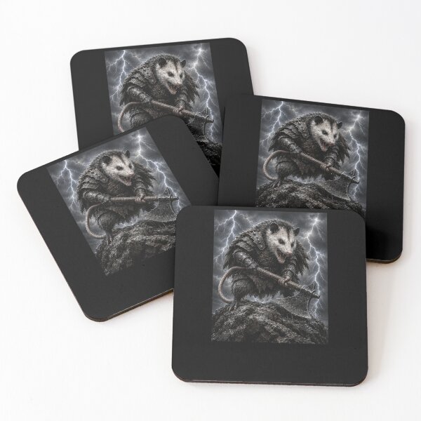 Item preview, Funny Opossum Warrior With Axe Lightning Storm Art designed and sold by elderberry.