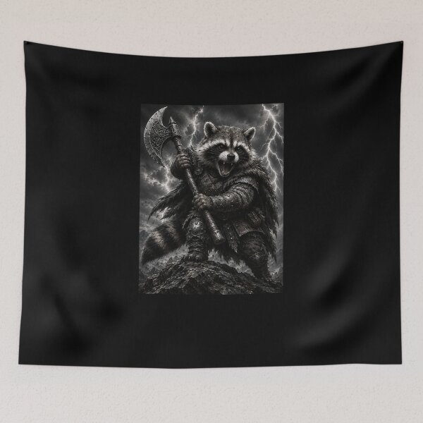 Item preview, Funny Raccoon Warrior With Axe Art designed and sold by elderberry.