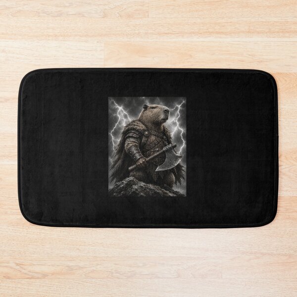 Item preview, Funny Heroic Capybara Warrior With Axe And Lightning Art designed and sold by elderberry.