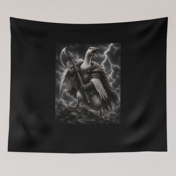 Item preview, Funny Armored Goose With Axe Art designed and sold by elderberry.