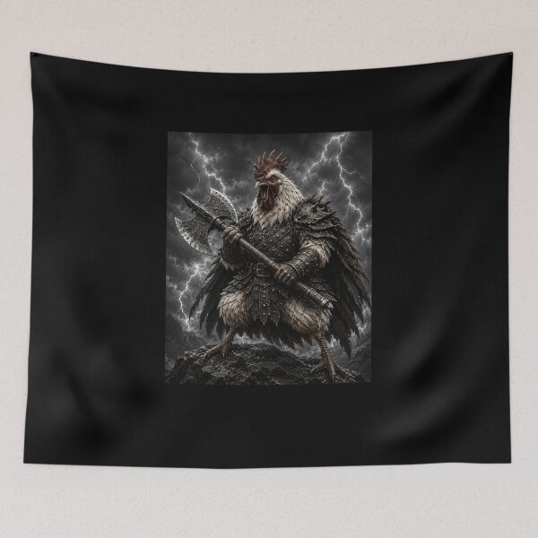 Item preview, Funny Fantasy Rooster War Lightning Axe Art designed and sold by elderberry.