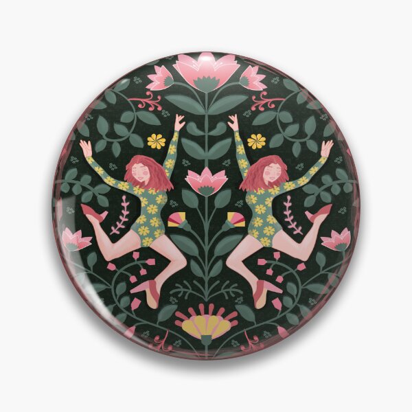 Item preview, Modern folk dancer, symmetrical pattern, dark green background designed and sold by WONDERPRINTVALLEY.