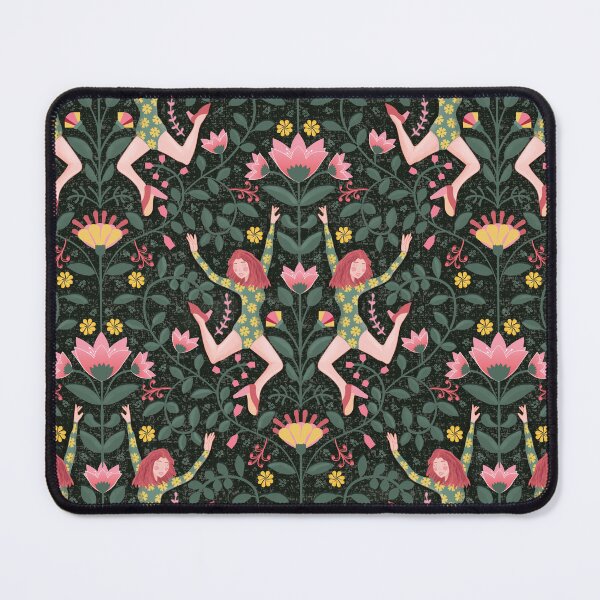 Item preview, Modern folk dancer, symmetrical pattern, dark green background designed and sold by WONDERPRINTVALLEY.