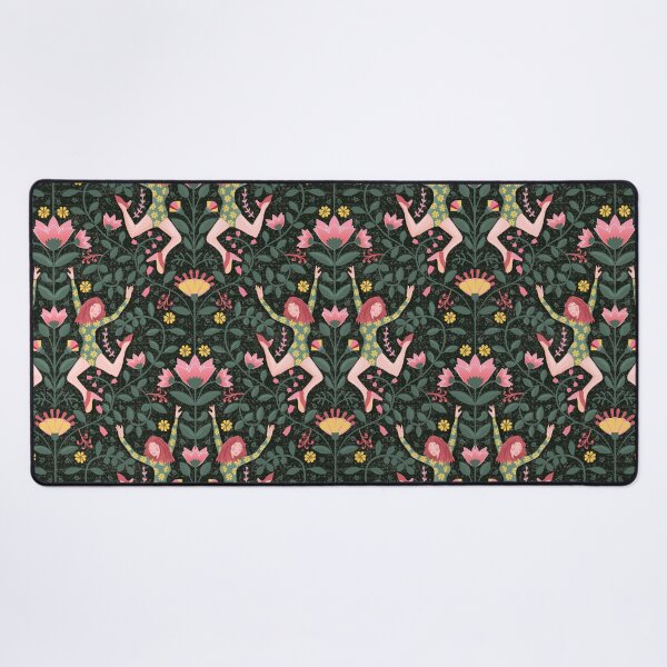 Item preview, Modern folk dancer, symmetrical pattern, dark green background designed and sold by WONDERPRINTVALLEY.