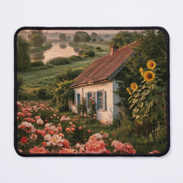 Item preview, Dreamy Country Cottage with Roses and Sunflowers designed and sold by CullenFenmore.