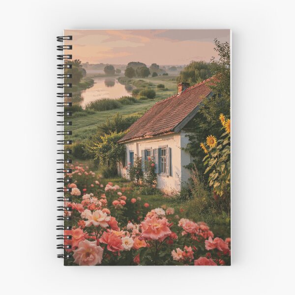 Item preview, Dreamy Country Cottage with Roses and Sunflowers designed and sold by CullenFenmore.