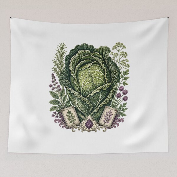 Item preview, Botanical Cabbage Illustration – Vintage Garden Vegetable Art designed and sold by AMICO77.