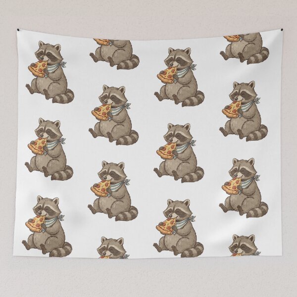 Item preview, Vintage Funny Cute Woodland Raccoon Eating Pepperoni Pizza designed and sold by SOUFIANE1991.