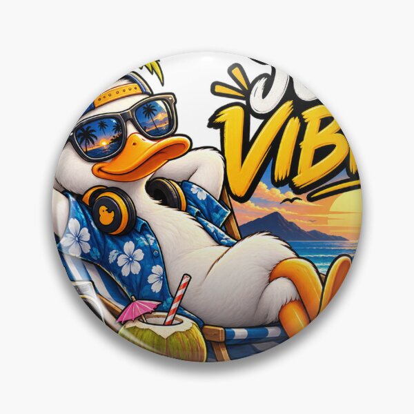 Item preview, Just Vibing Duck – Funny Chill Duck Beach Sticker designed and sold by vizion design.