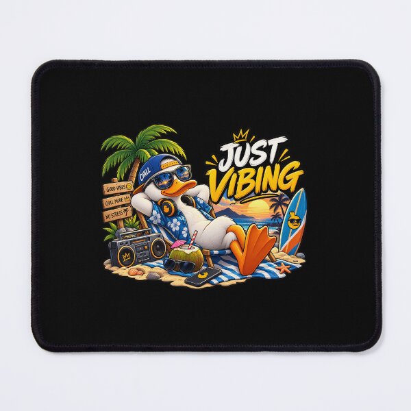 Item preview, Just Vibing Duck – Funny Chill Duck Beach Sticker designed and sold by vizion design.