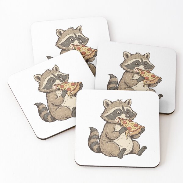 Item preview, Vintage Funny Cute Woodland Raccoon Eating Pepperoni Pizza designed and sold by SOUFIANE1991.