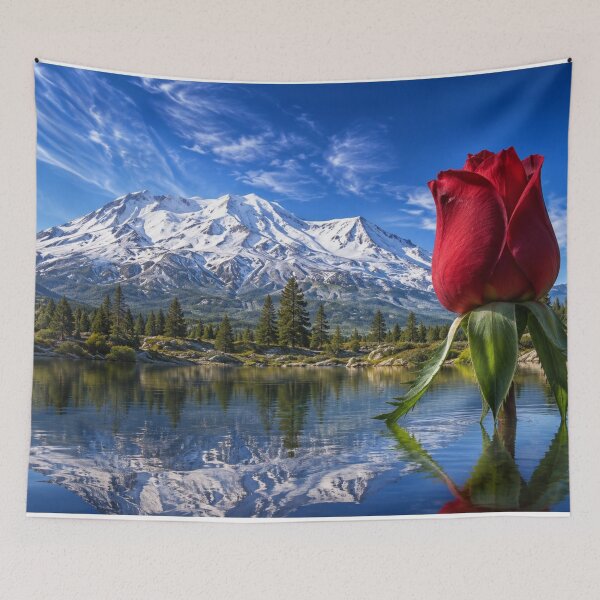 Item preview, Red Rose Reflections at Mount Shasta designed and sold by Kimberly Palmer.