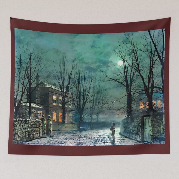 Item preview, John Atkinson Grimshaw - Old Hall Under Moonlight designed and sold by Jon-Baran.