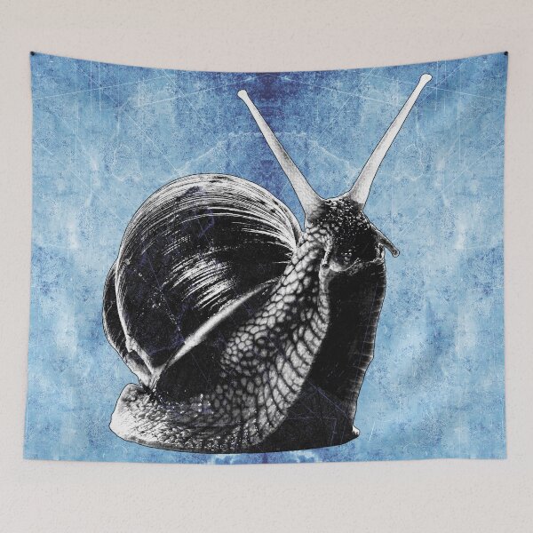 Item preview, Blue Roman Snail Dark Natural History Macro Portrait Shell Art designed and sold by Ghoul Enterprises.