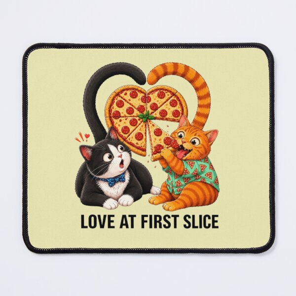 Item preview, Love at First Slice Cute Cats Pizza Heart Cartoon Pun designed and sold by SammyMorry.
