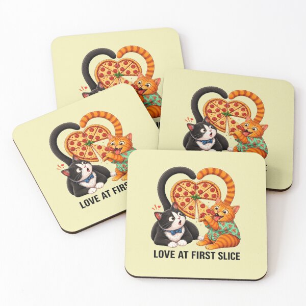 Item preview, Love at First Slice Cute Cats Pizza Heart Cartoon Pun designed and sold by SammyMorry.