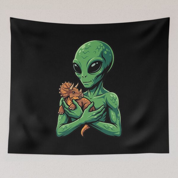 Item preview, An alien is holding a dinosaur designed and sold by ReneMM.