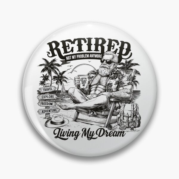 Item preview, Retired Full Time Living My Dream - Muscular Man Beach Vintage Line Art designed and sold by Manyart13031992.