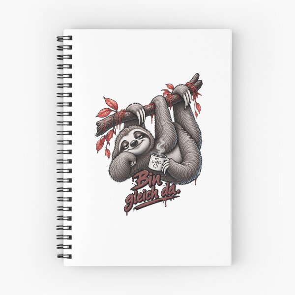 Item preview, I'LL BE RIGHT THERE. – Funny sloth with coffee | German humor designed and sold by UnglaublichGut.
