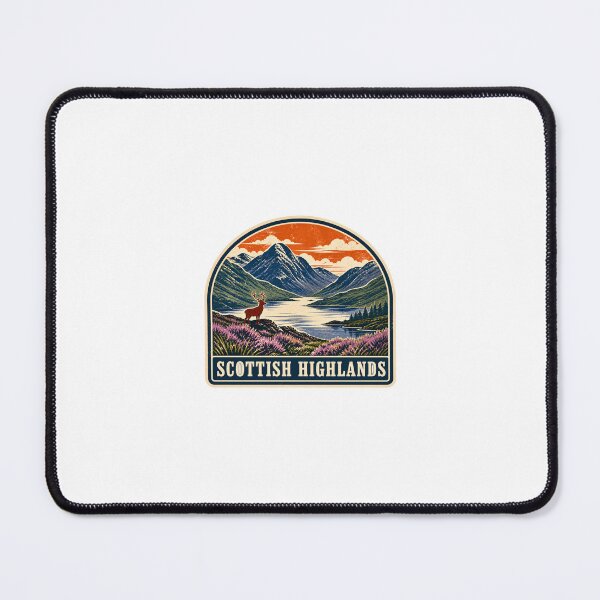 Item preview, Scottish Highlands Landscape – Retro Scotland Travel Poster designed and sold by AMICO77.