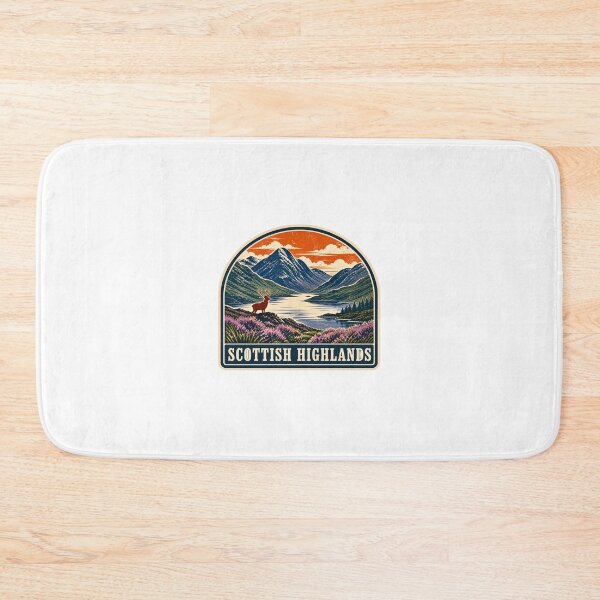 Item preview, Scottish Highlands Landscape – Retro Scotland Travel Poster designed and sold by AMICO77.