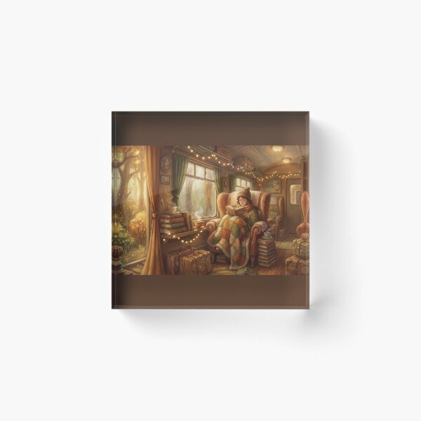 Item preview, Vintage Train Reader | Cozy Travel Book Lover Illustration designed and sold by SebastianSpace.