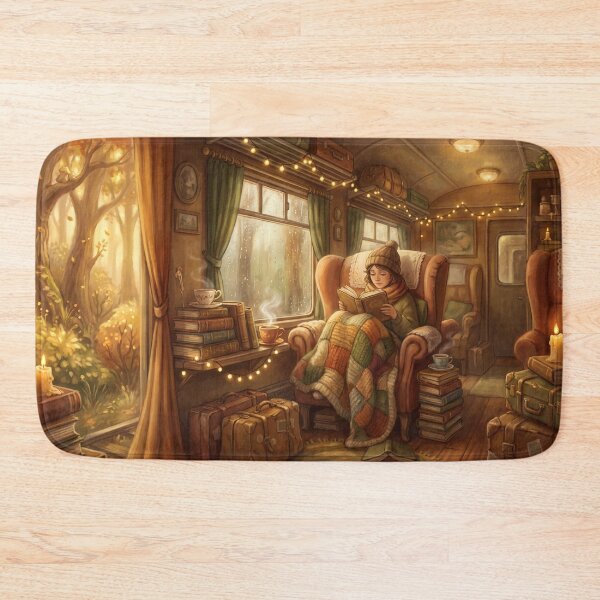 Item preview, Vintage Train Reader | Cozy Travel Book Lover Illustration designed and sold by SebastianSpace.