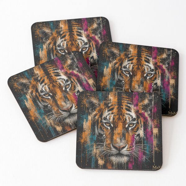 Item preview, Abstract Tiger Portrait Colorful Wildlife Art designed and sold by Qenlo.