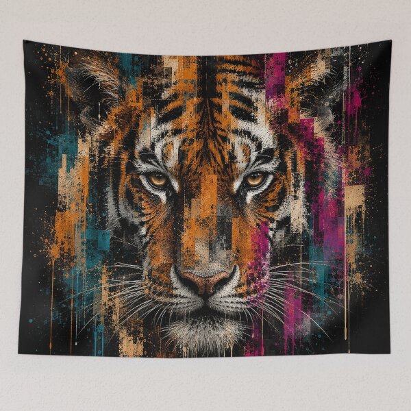Item preview, Abstract Tiger Portrait Colorful Wildlife Art designed and sold by Qenlo.