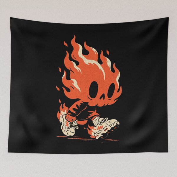 Item preview, Cute Halloween Flaming Skull Street ware Cartoon Character designed and sold by blackdogshop.