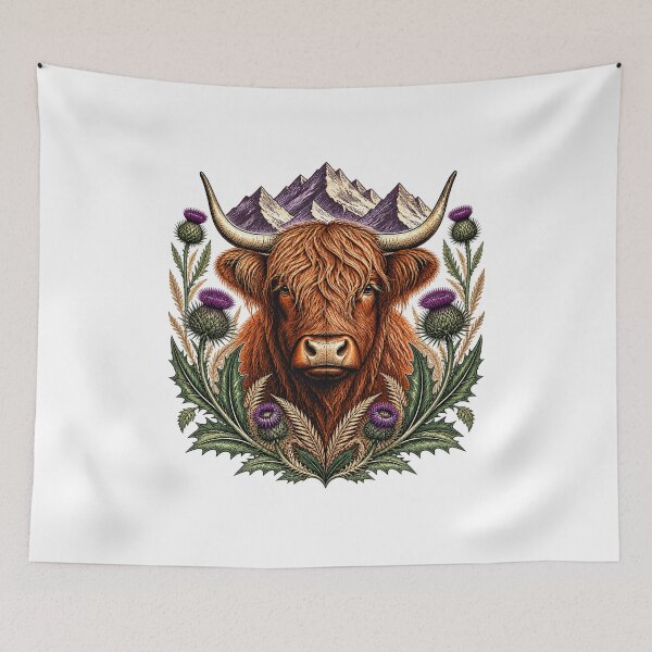Item preview, Scottish Highlands Landscape – Retro Scotland Travel Poster designed and sold by AMICO77.