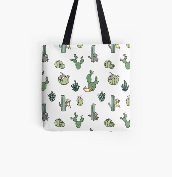 Cacti Cats All Over Print Tote Bag