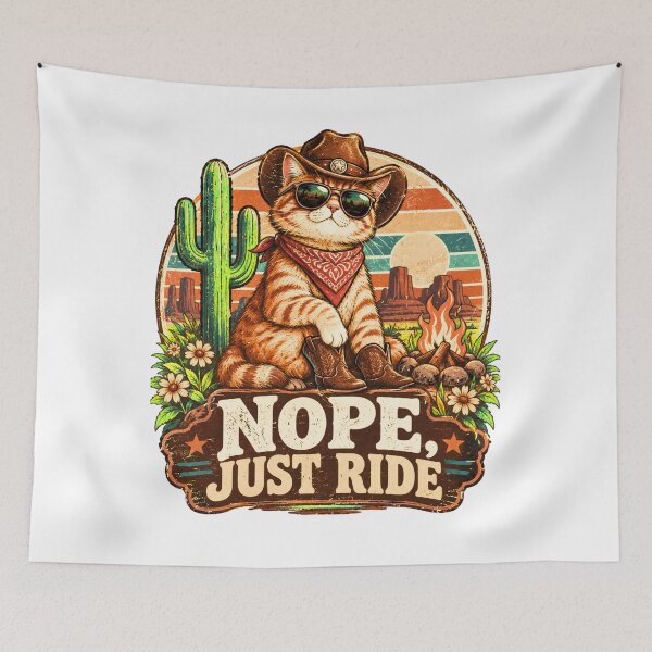 Item preview, Nope Just Ride Funny Cowboy Cat Vintage Country Western Design designed and sold by RajStore41.