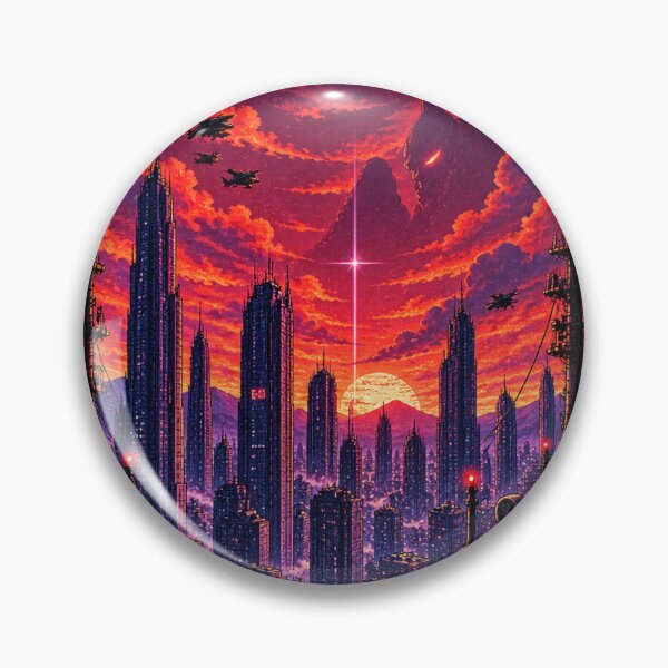 Item preview, Retro Anime Dystopian City Mecha Apocalypse Warning designed and sold by NzrProcreate.