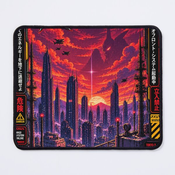 Item preview, Retro Anime Dystopian City Mecha Apocalypse Warning designed and sold by NzrProcreate.
