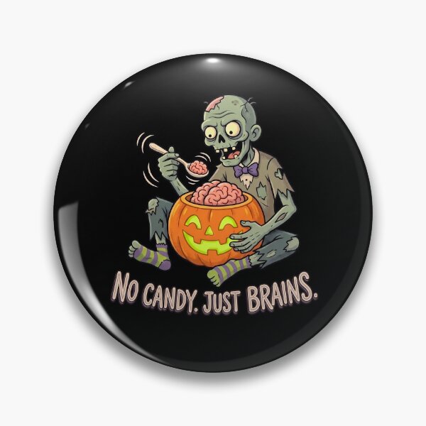 Item preview, No Candy Just Brains Funny Zombie Halloween Pumpkin designed and sold by Sekla-Studio.