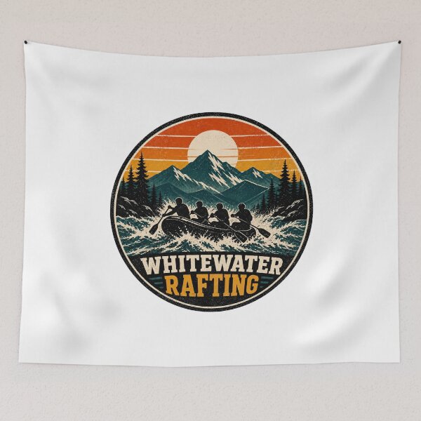 Item preview, Whitewater Rafting Adventure – Retro Mountain River Design designed and sold by AMICO77.