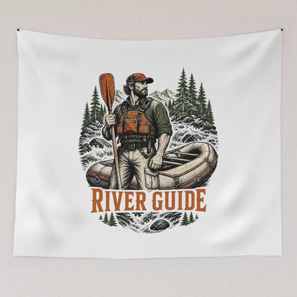 Item preview, Whitewater Rafting Adventure – Retro Mountain River Design designed and sold by AMICO77.