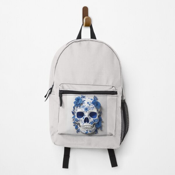 Item preview, Blue Skull Floral Halloween Illustration designed and sold by DoveArtDesigns.