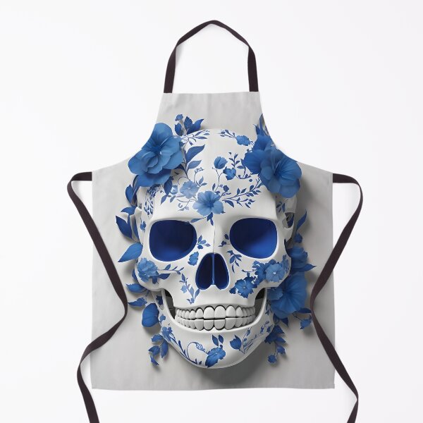 Item preview, Blue Skull Floral Halloween Illustration designed and sold by DoveArtDesigns.