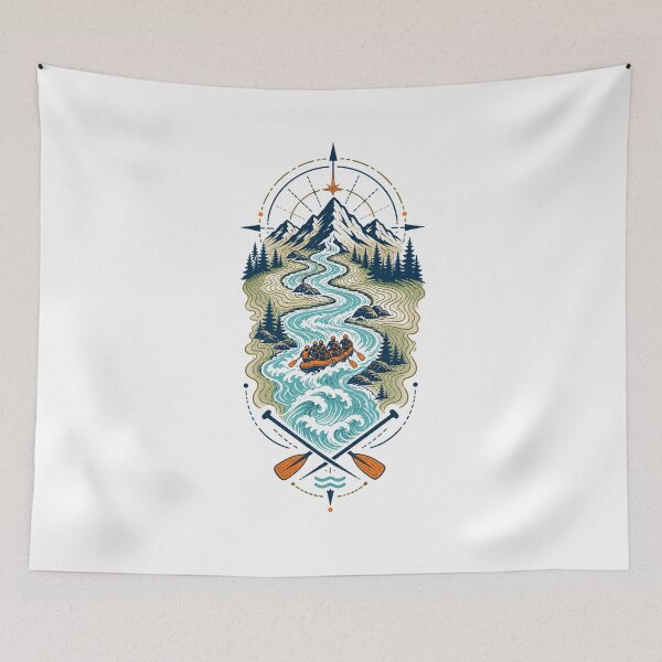 Item preview, Whitewater Rafting Adventure – Retro Mountain River Design designed and sold by AMICO77.