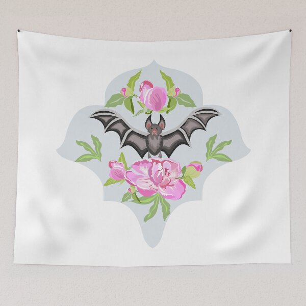 Item preview, Romantic Gothic Bat with Pink Roses designed and sold by olenapetol.