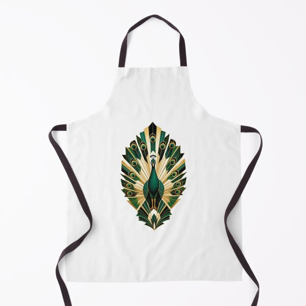 Item preview, Art Deco Peacock – Emerald Gold Geometric Bird Artwork designed and sold by AMICO77.