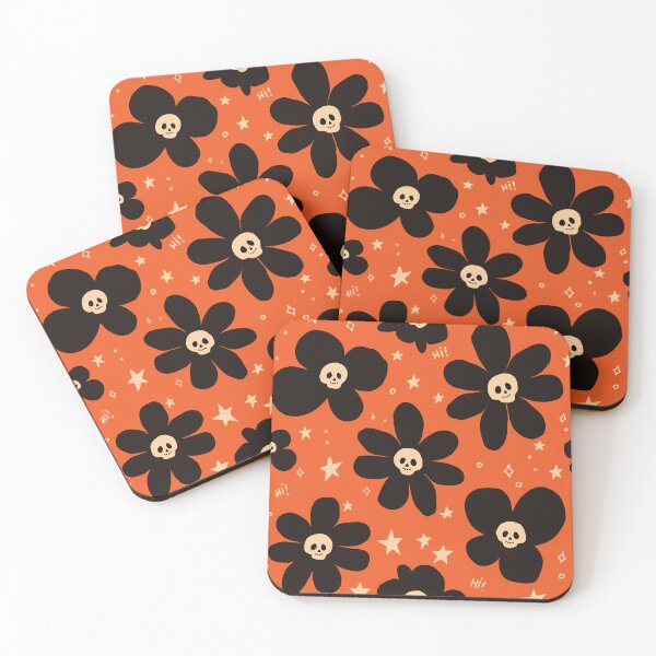 Item preview, Orange Skull Flower Halloween Pattern designed and sold by imaniko.