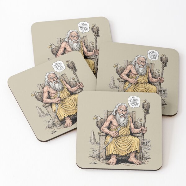 Item preview, The Burden of Eternity - Grumpy Old Zeus Mythology Graphic Art designed and sold by FreiherrPK.