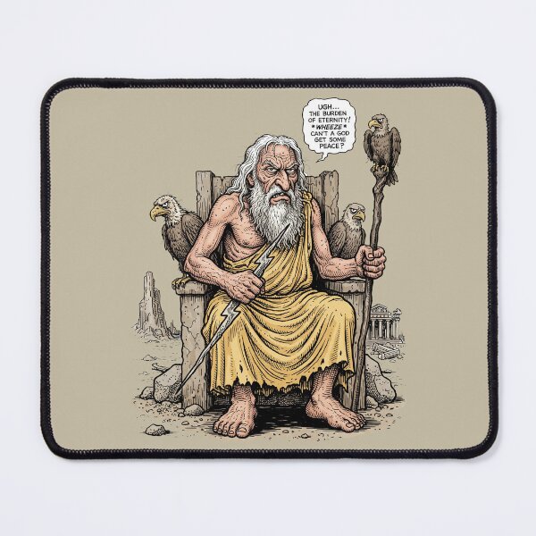 Item preview, The Burden of Eternity - Grumpy Old Zeus Mythology Graphic Art designed and sold by FreiherrPK.