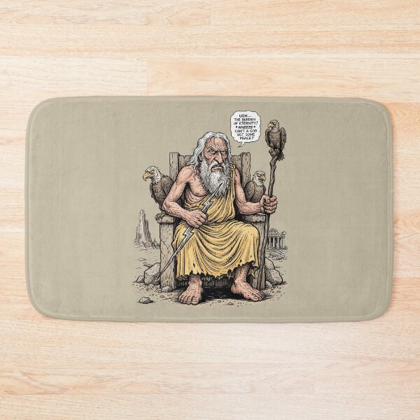 Item preview, The Burden of Eternity - Grumpy Old Zeus Mythology Graphic Art designed and sold by FreiherrPK.