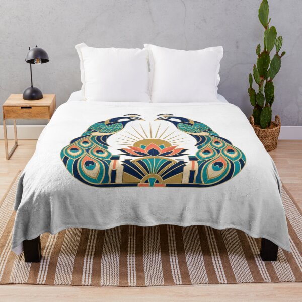 Item preview, Art Deco Peacock – Emerald Gold Geometric Bird Artwork designed and sold by AMICO77.