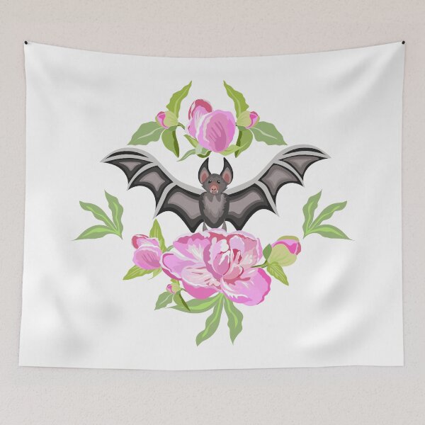 Item preview, Gothic Bat and Pink Roses Floral Design designed and sold by olenapetol.
