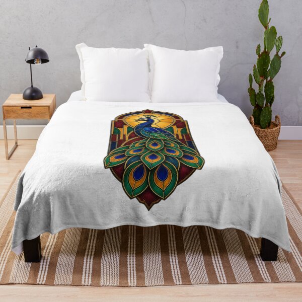 Item preview, Art Deco Peacock – Emerald Gold Geometric Bird Artwork designed and sold by AMICO77.